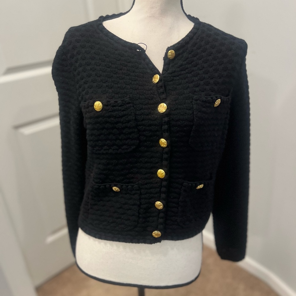 Majorelle Black Textured Gold Button Jacket XS NWOT